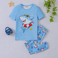 Boys Blue Shark Print T-shirt with Pajamas Set Sets Blue 3-4 Y