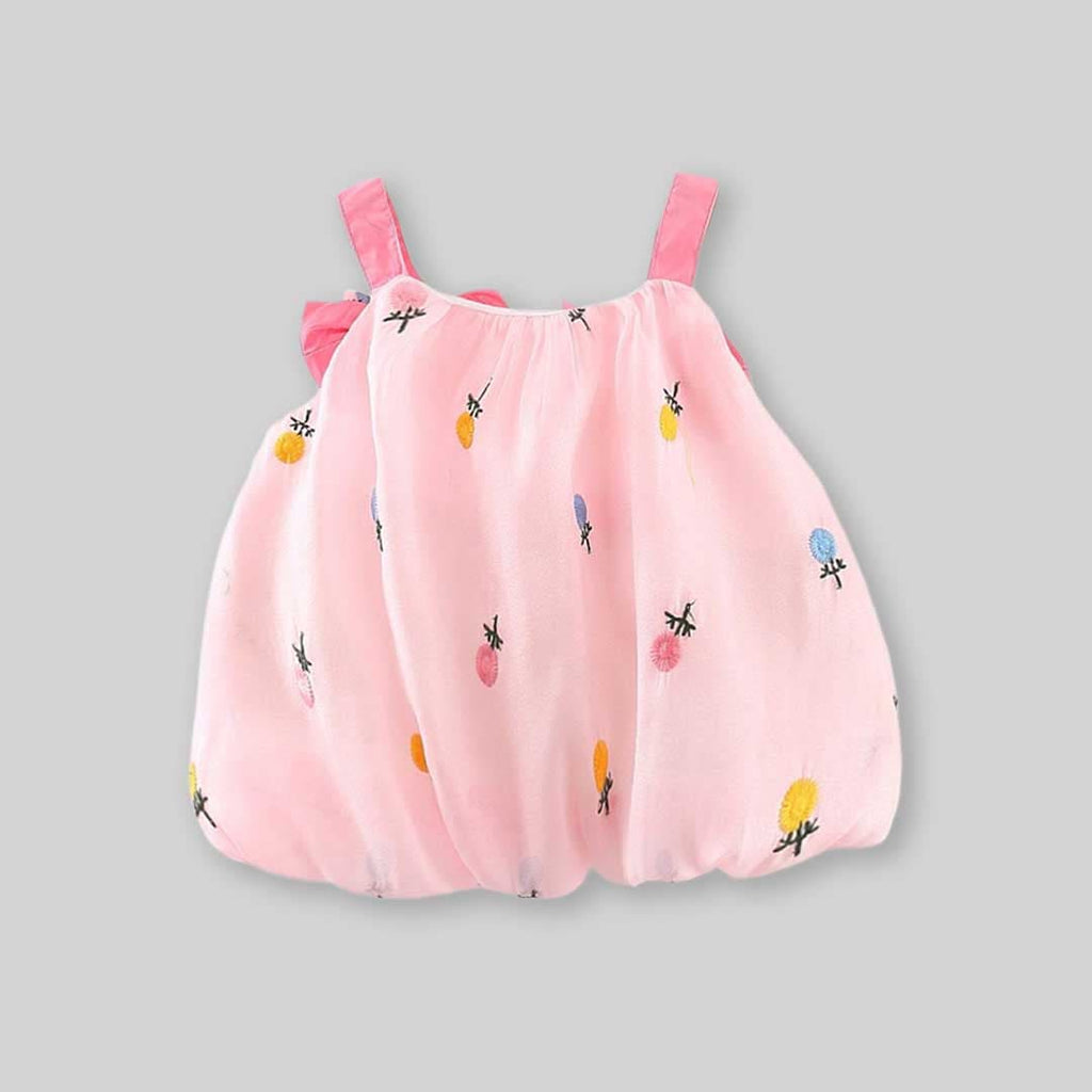 Girls Flower Print Balloon Dress Casual Dresses   