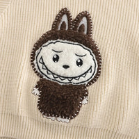 Boys Apricot Applique Hooded Sweater Vest With T-Shirt & Jogger Sets Sets