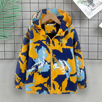 Boys Yellow Abstract Printed Hooded Zipper Jacket Coats & Jackets Yellow 3-4 Y