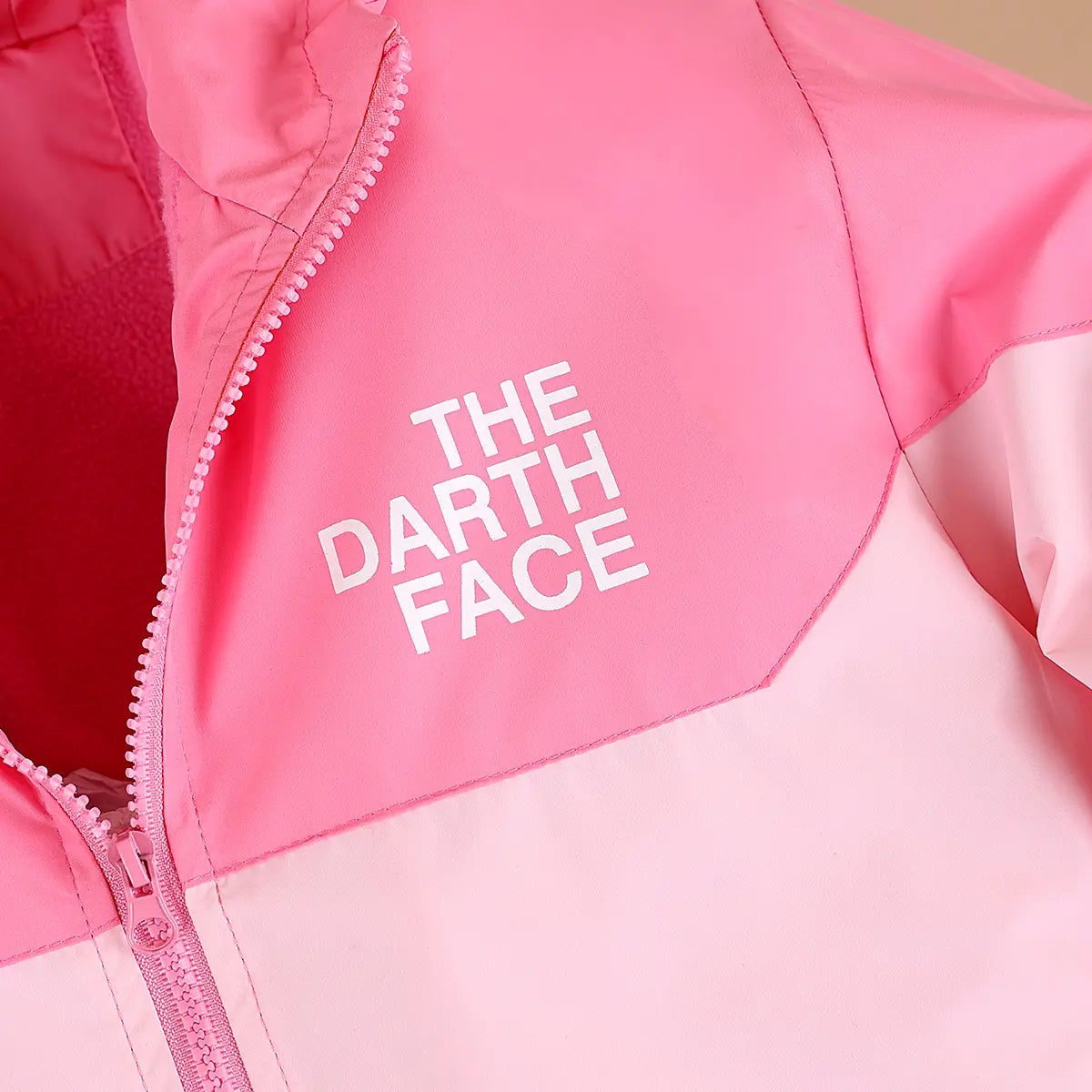 Girls Pink Typographic Printed Hooded Zipper Jacket Coats & Jackets