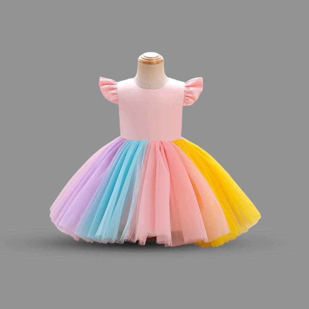 Girls Multicolor Fit & Flare Party Wear Dress
