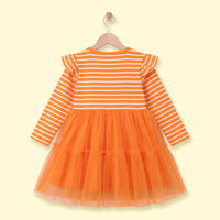 Girls Orange My First Halloween Print Fit & Flare Dress Casual Dresses