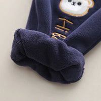 Boys Navy Blue Bear Patch Embroidered Zip-up Jacket With Jogger Sets Sets