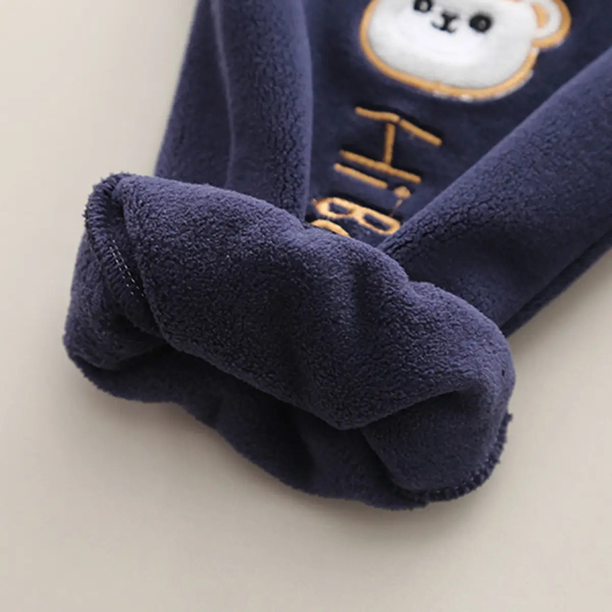 Boys Navy Blue Bear Patch Embroidered Zip-up Jacket With Jogger Sets Sets