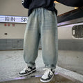 Boys Light Blue Loose Fit Denim Pants with Graphic Print Pants Light Blue 5-6 Y