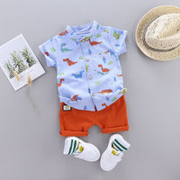 Boys Light Blue Two Piece Set with Dinosaur Print Sets Light Blue 2-3 Y 