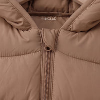 Boys Brown Hooded Quilted Puffer Jacket Coats & Jackets
