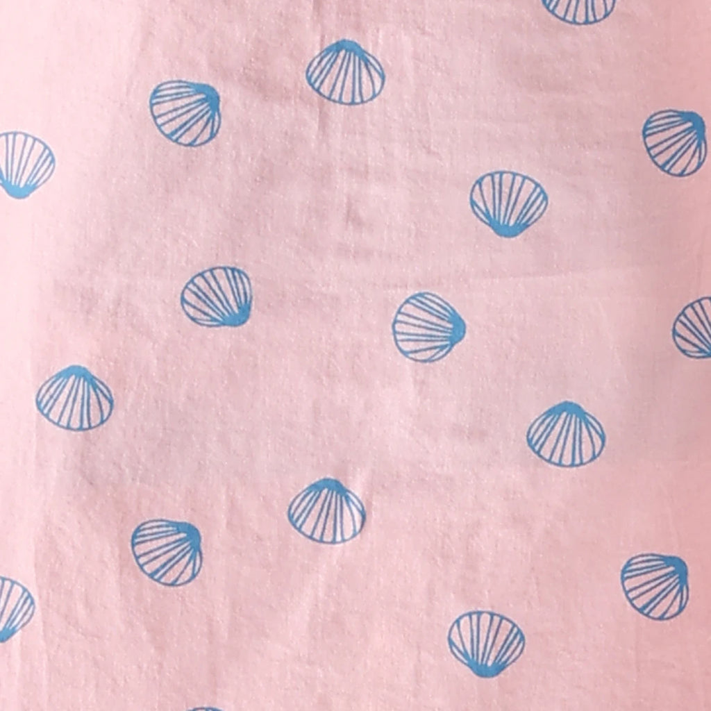 Boys Pink Seashell Printed Short Sleeve Shirt With Printed Elasticated Shorts Sets Sets
