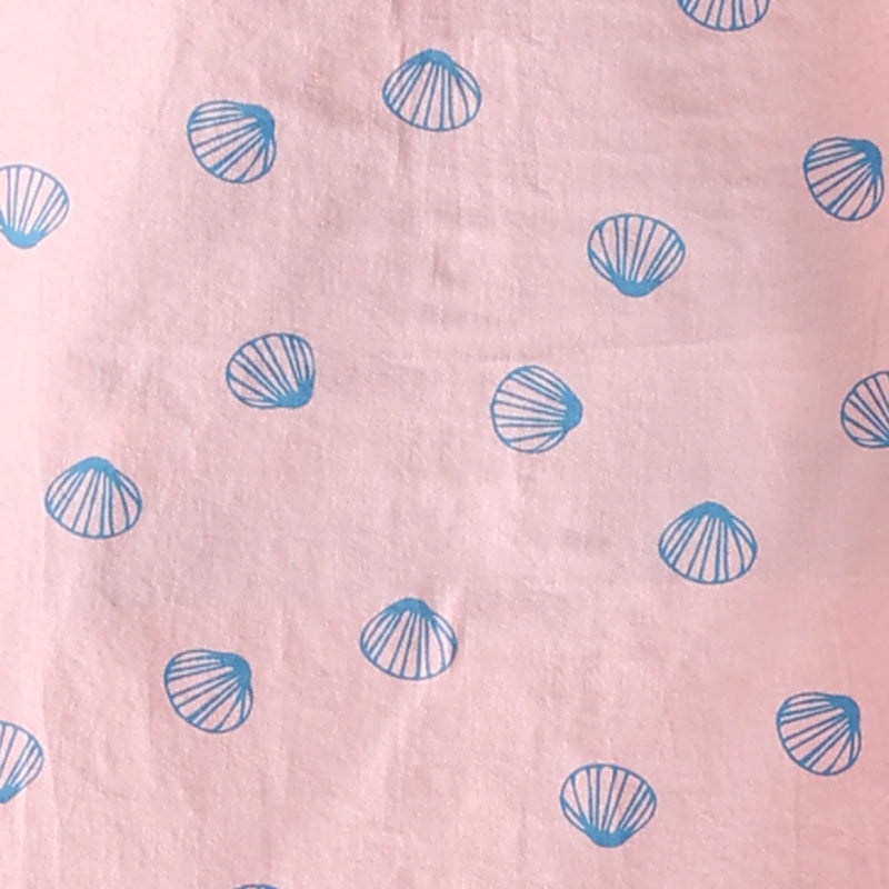 Boys Pink Seashell Printed Short Sleeve Shirt With Printed Elasticated Shorts Sets Sets