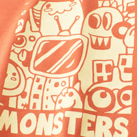 Boys Orange Graphic Cartoon Printed Short Sleeves T-Shirt Tshirts
