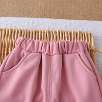Girls Pink Solid Sleeveless Jacket With Top & Pants Set Sets