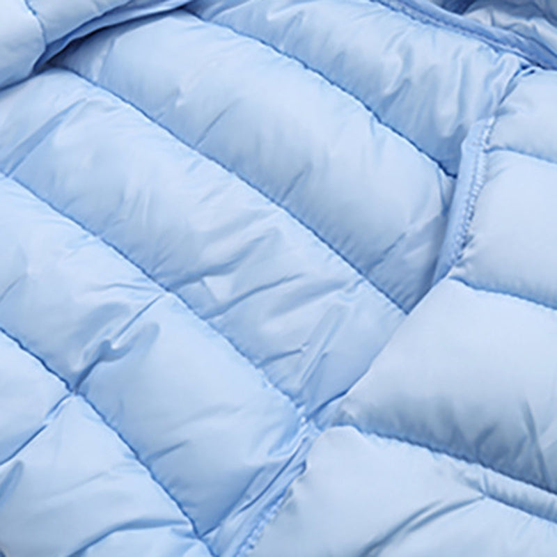 Boys Light Blue Solid Front Zipper Hooded Puffer Jacket Coats & Jackets