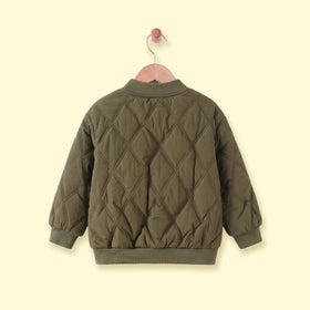 Boys Green Long Sleeve Zip-Up Bomber Jacket Coats & Jackets