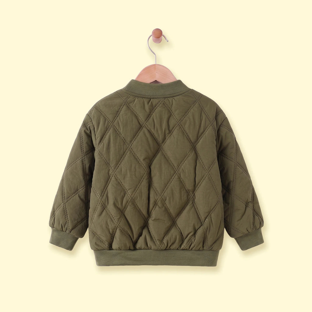 Boys Green Long Sleeve Zip-Up Bomber Jacket Coats & Jackets