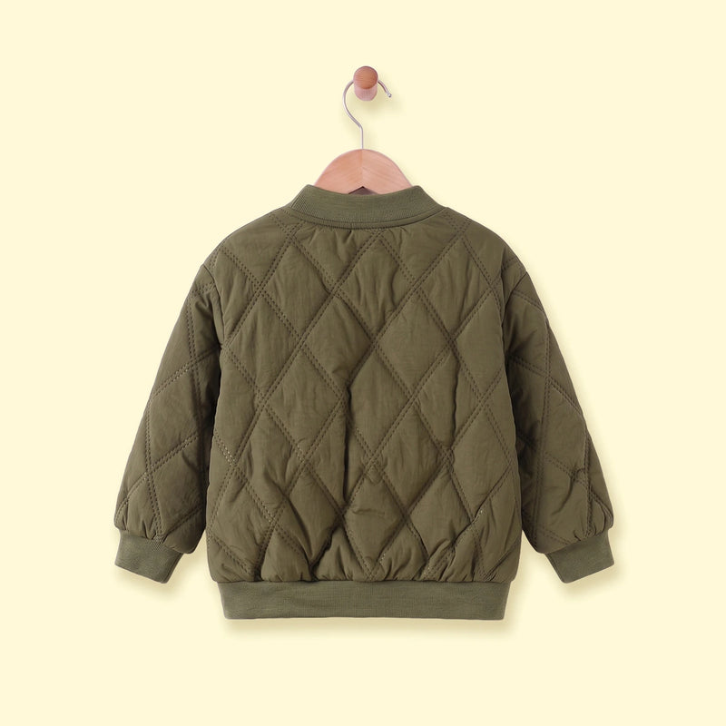 Boys Green Long Sleeve Zip-Up Bomber Jacket Coats & Jackets