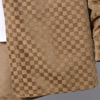 Boys Brown Self-Design Checked Long Sleeves Winter Shirts Shirts