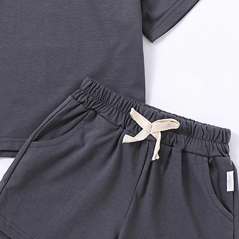 Boys Black Short Sleeves T-Shirt With Shorts Co-ord Sets Sets