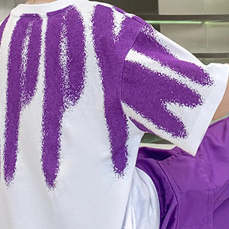 Boys Purple Abstract Print Oversized T-Shirt With Shorts Sets Sets