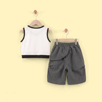 Girls White Applique Sleeveless Tank Top With Shorts Sets 2 pc. Sets