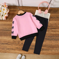 Girls Pink Alphanumeric Printed Long Sleeves Sweatshirt With Pant Sets Sets