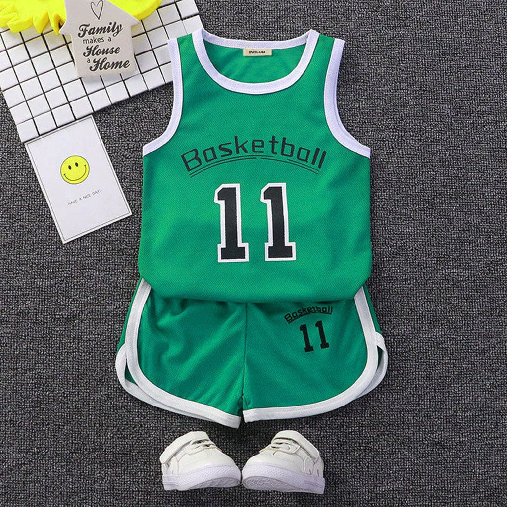 Boys Green Sleeveless Sportswear Set Sets Style 7 1-2 Y