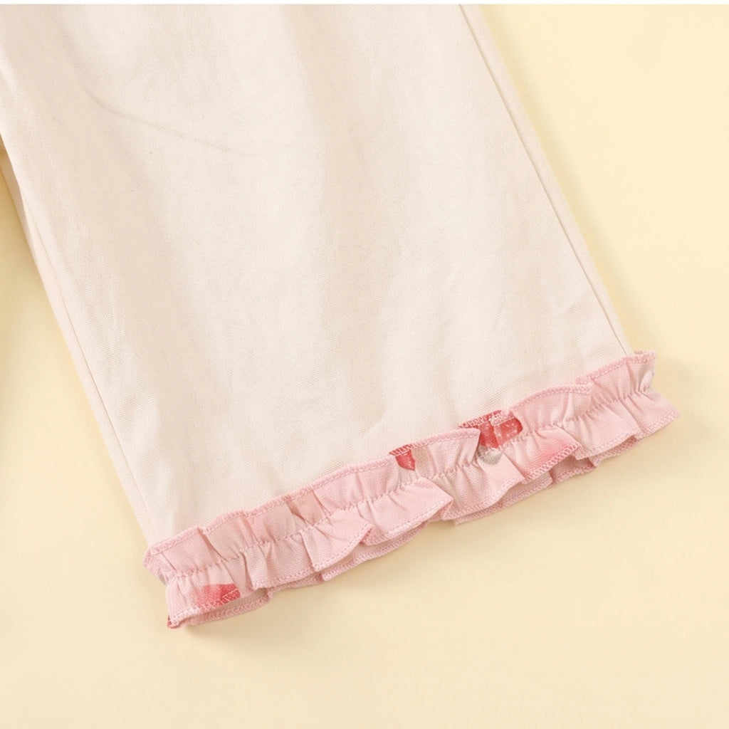 Girls Light Pink Strawberry Print Sleeveless Top With Pants Sets 2 pc. Sets
