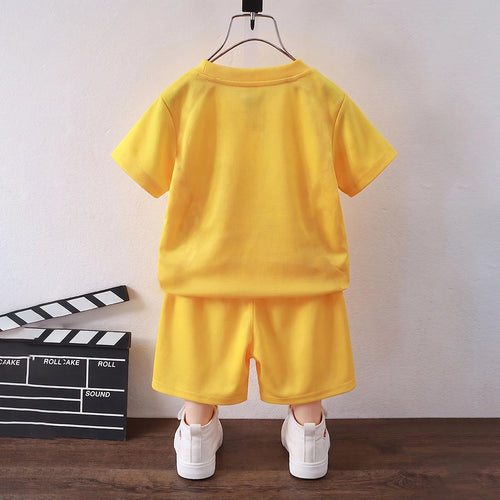 Boys Yellow Short Sleeve Typography Print T-Shirt With Shorts Sets 2 pc. Sets