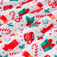 Girls White Christmas-themed Printed Fit & Flare Dress Casual Dresses