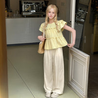 Girls Yellow Short Sleeve Top With Pants Sets 2 pc. Sets