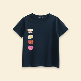Boys Navy Blue Animal Print Short Sleeve T-Shirt Tshirts