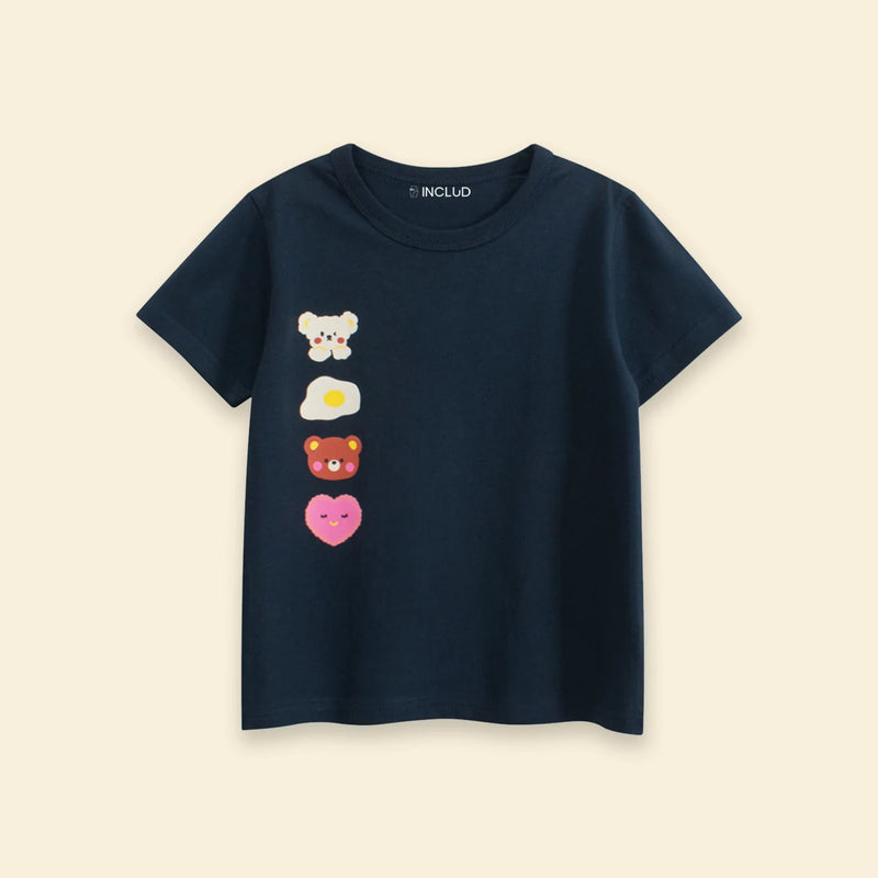 Boys Navy Blue Animal Print Short Sleeve T-Shirt Tshirts