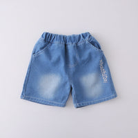 Boys Yellow Typographic Print T-Shirt With Denim Shorts Set Sets