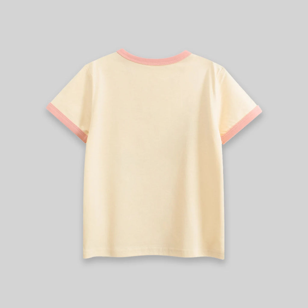 Girls Cream Floral Print Short Sleeve T-Shirt Tshirts