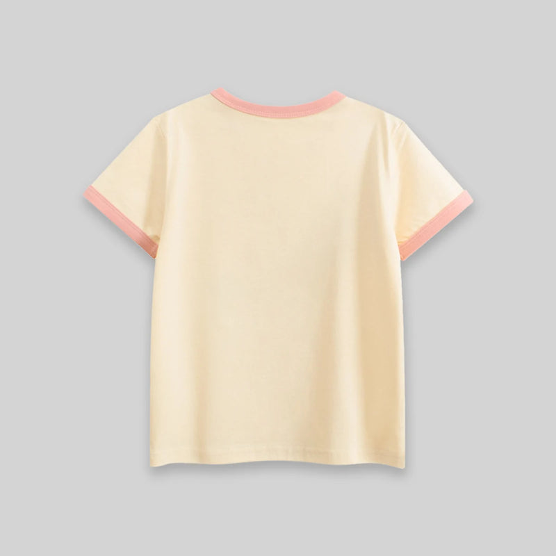 Girls Cream Floral Print Short Sleeve T-Shirt Tshirts
