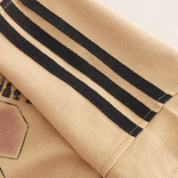 Boys Khaki Shoulder Striped Raglan Sleeves T-Shirt With Shorts Set 2 pc. Sets