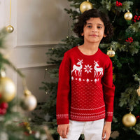 Girls Cute Christmas Reindeer Jacquard knit Sweater Sweaters & Cardigans