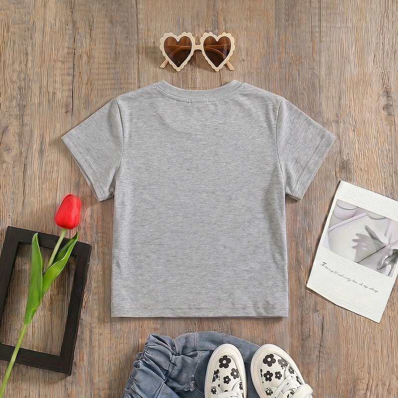 Girls Grey Fries Graphic Short Sleeve T-Shirt Tshirts