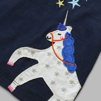 Girls Unicorn Embroidery Polo Neck T-Shirt Tshirts   