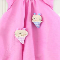 Girls Pink Cat Applique Sleeveless A-line Dress Casual Dresses