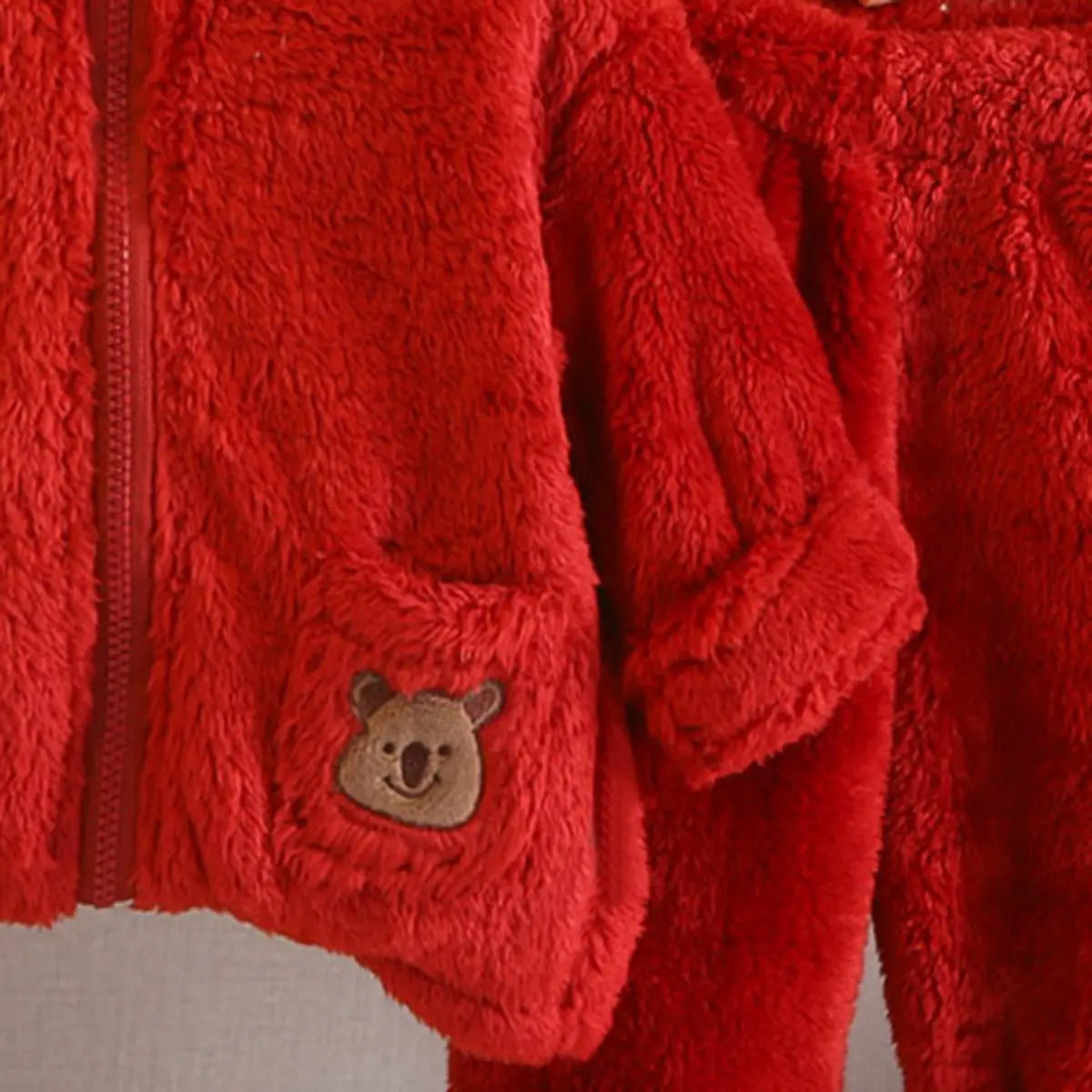 Girls Red Fleece Zip-up Jacket With Jogger Co-ord Sets Sets