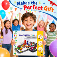 Multicolour 3D Magnetic Tiles Construction Vehicle Set with Road Tracks Trending Accessories