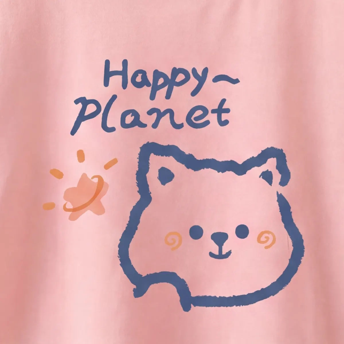 Girls Pink Happy Planet Typography Print Short Sleeve T-Shirt Tshirts