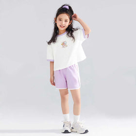Girls Elasticated Knitted Shorts Shorts Purple 5-6 Y 