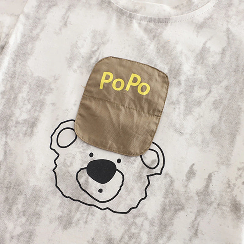 Boys White Bear Graphic Printed Short Sleeve T-Shirt With Cargo Shorts Sets 2 pc. Sets