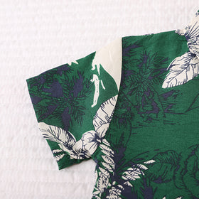 Boys Green Tropical Print Short Sleeve Shirt With Shorts Set 2 pc. Sets