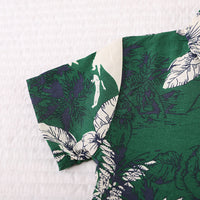 Boys Green Tropical Print Short Sleeve Shirt With Shorts Set 2 pc. Sets