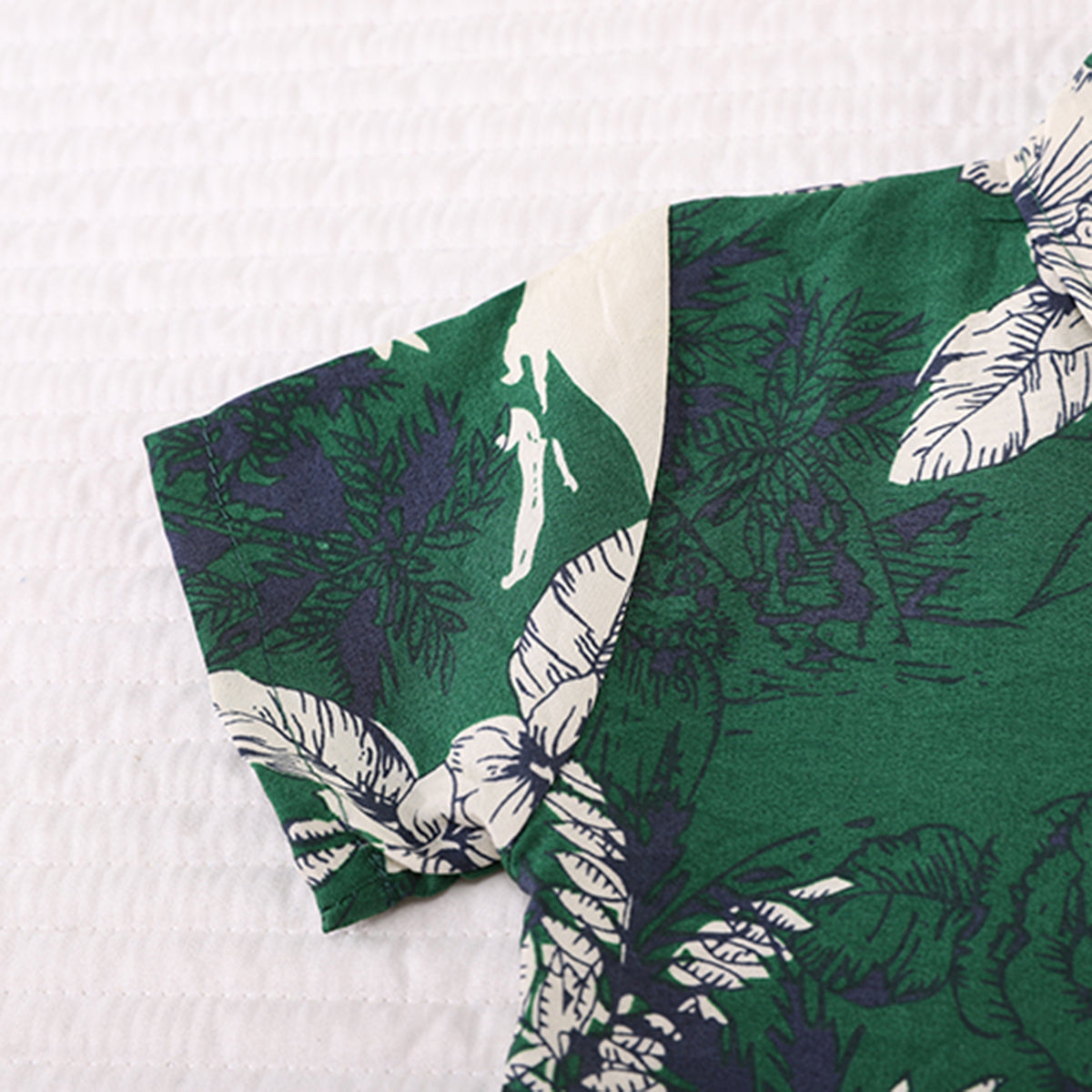 Boys Green Tropical Print Short Sleeve Shirt With Shorts Set 2 pc. Sets
