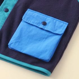 Boys Navy Blue Colorblocked Sleeveless Jacket Coats & Jackets