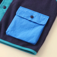 Boys Navy Blue Colorblocked Sleeveless Jacket Coats & Jackets